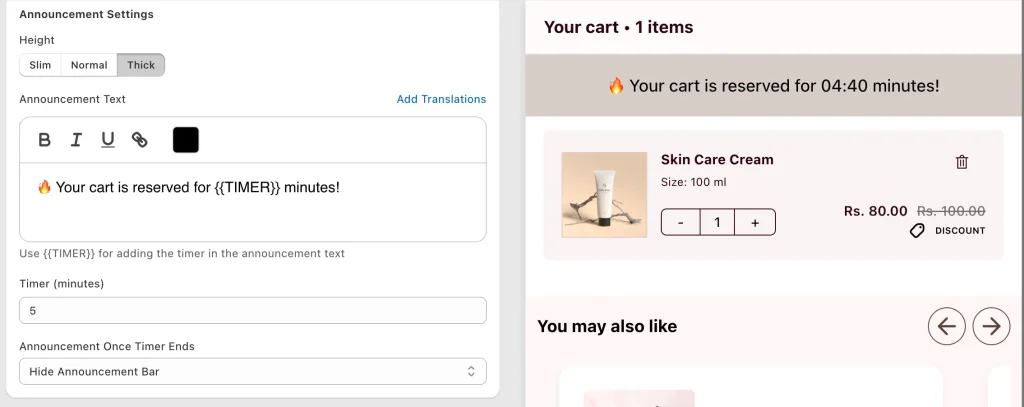 countdown timer in cart drawer