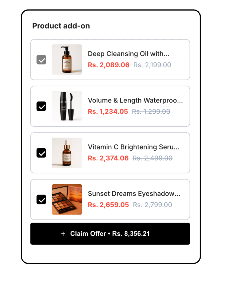 Add Ons Product Page Upsells​