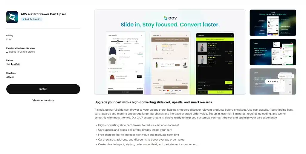 AOV.ai Cart Drawer Cart Upsell