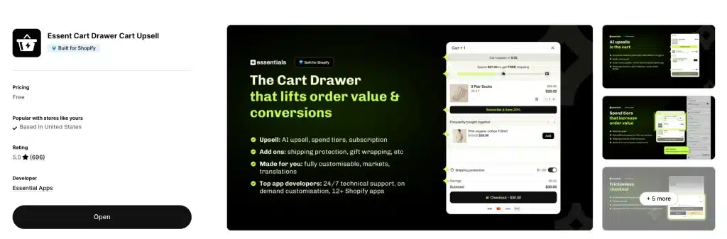 14 Best Shopify Cart Drawer Apps in 2026 7 Essent Cart Drawer Cart Upsell