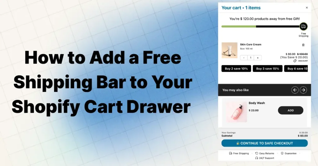 Free Shipping Bar to Your Shopify Cart Drawer