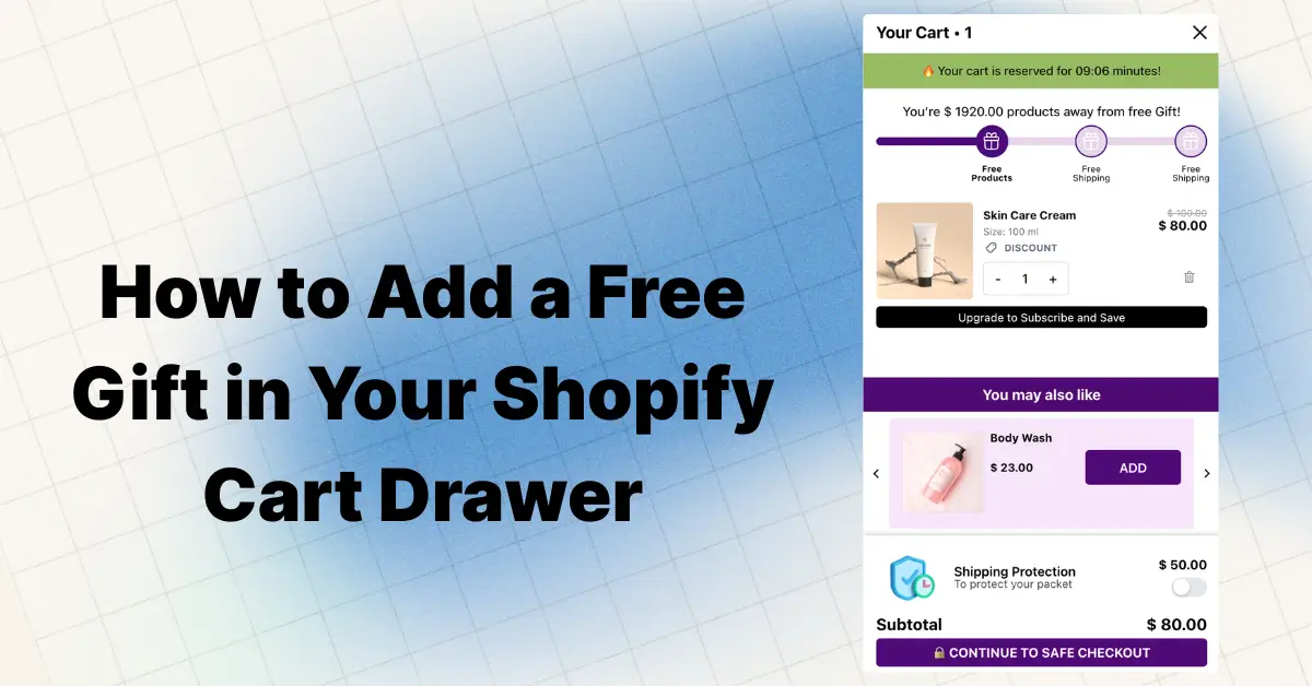 Shopify cart drawer with free gift