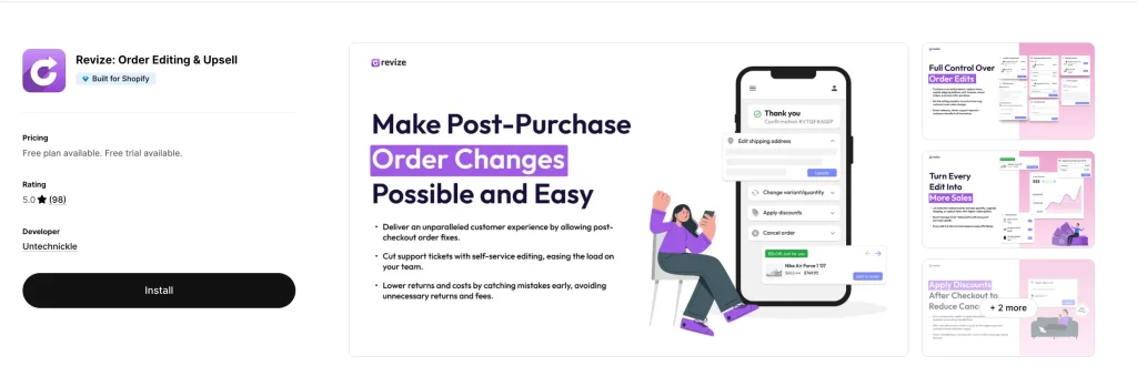 Revize Order Editing Upsell