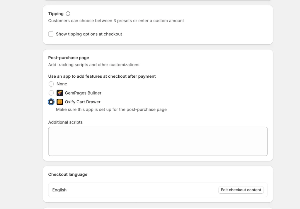 Shopify Thank You Page Settings