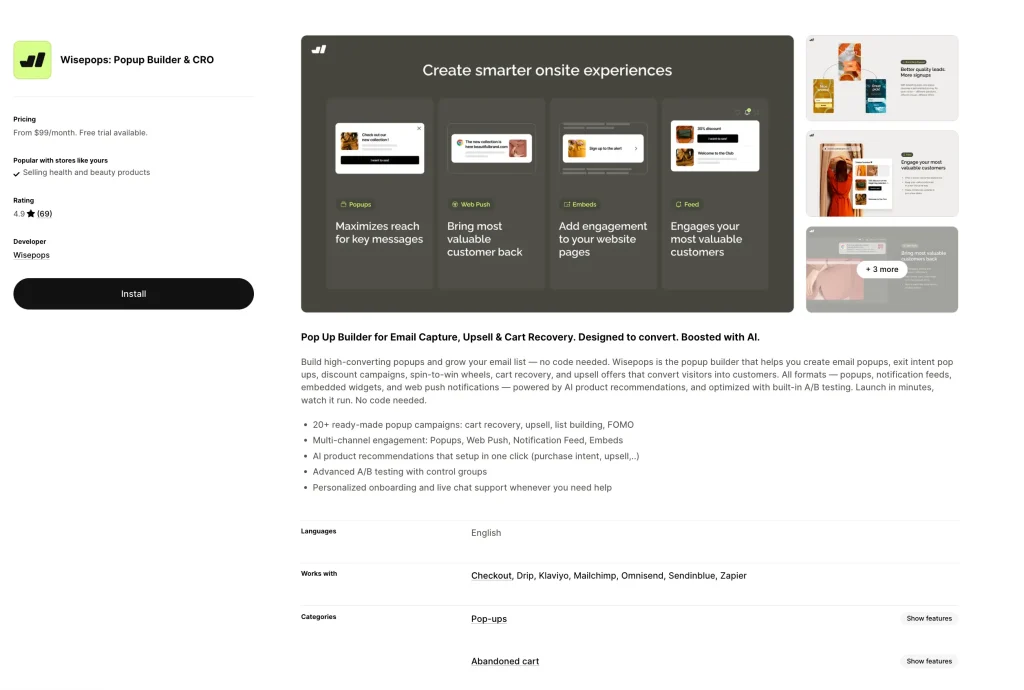11 Best Shopify Apps to Reduce Cart Abandonment (2026) 3 Wisepops Popup Builder CRO