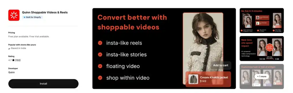 Quinn Shoppable Videos Reels