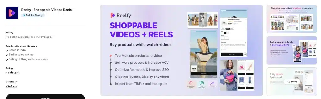 Reelfy‑ Shoppable Videos Reels

