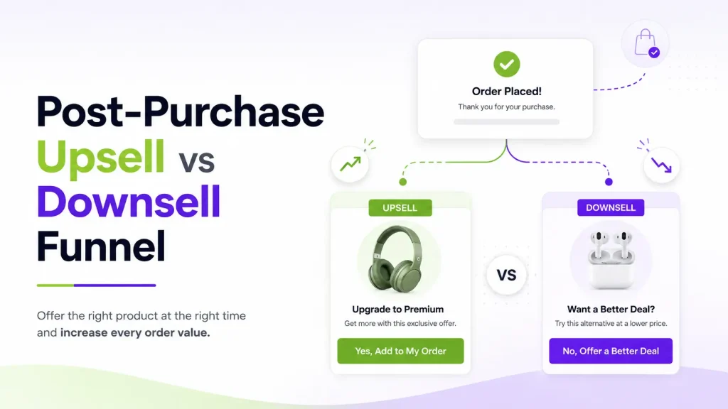 Post-Purchase Upsell vs Downsell Funnel: Shopify Guide 1 Post-Purchase Upsell vs Downsell Funnel
