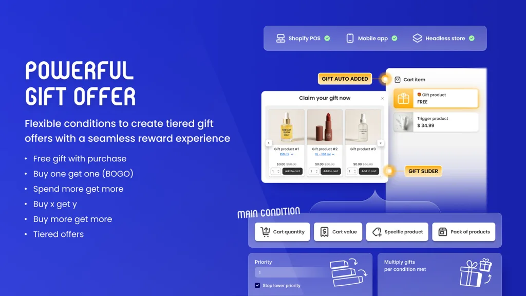 BOGOS Free Gift Bundle Upsell Shopify app listing
