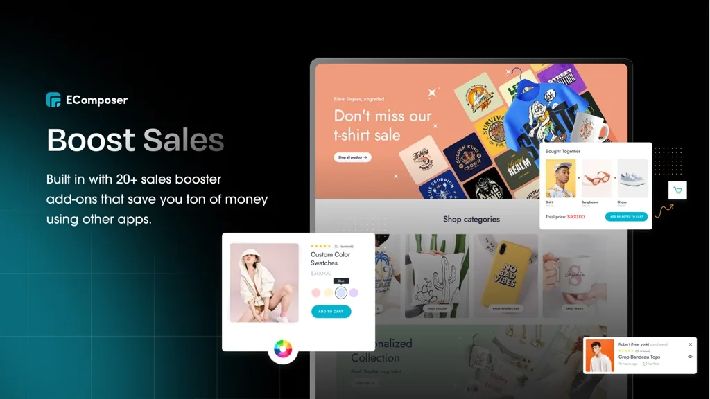 EComposer Landing Page Builder Shopify app listing