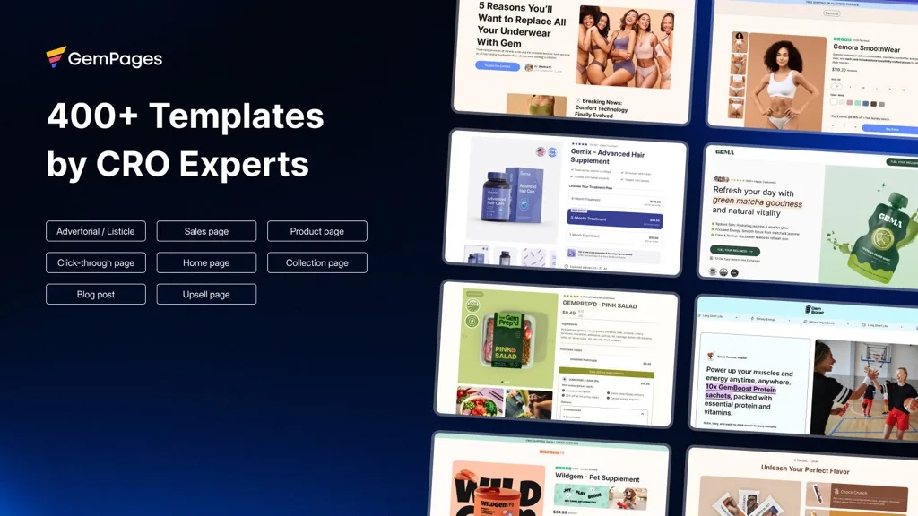 GemPages Landing Page Builder Shopify app listing