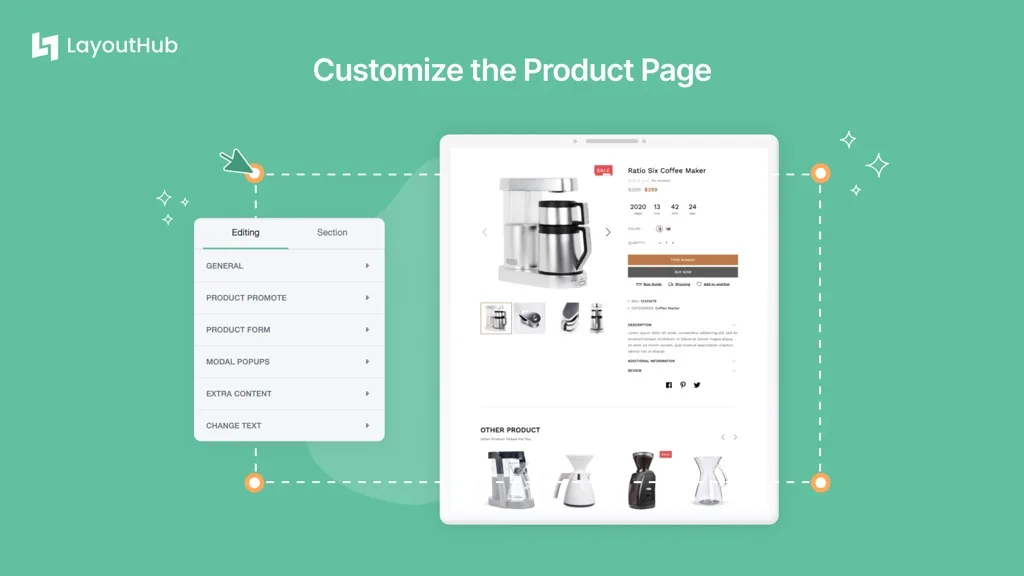 LayoutHub Easy Page Builder Shopify app listing
