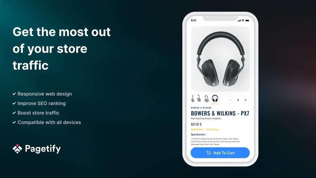 Pagetify Landing Page Builder Shopify app listing