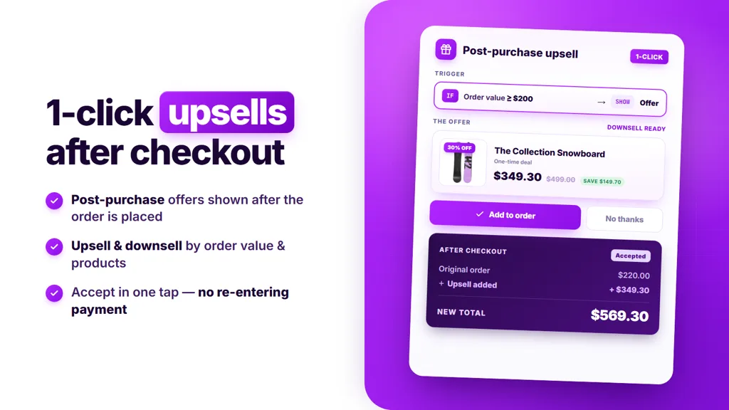 SMART Checkout Rules and Upsells Shopify app listing